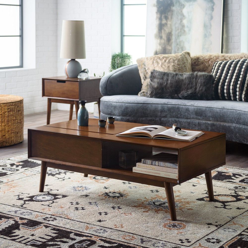 Mid century end table with online drawer