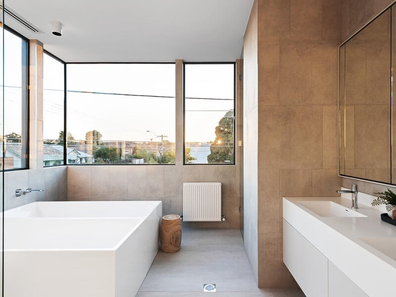 FieldArchitecture Napa bathroom with large windows