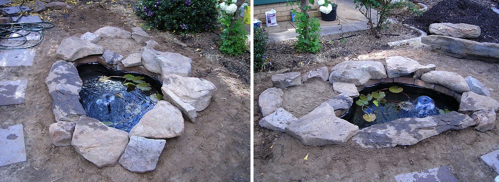 DIY pond with rocks