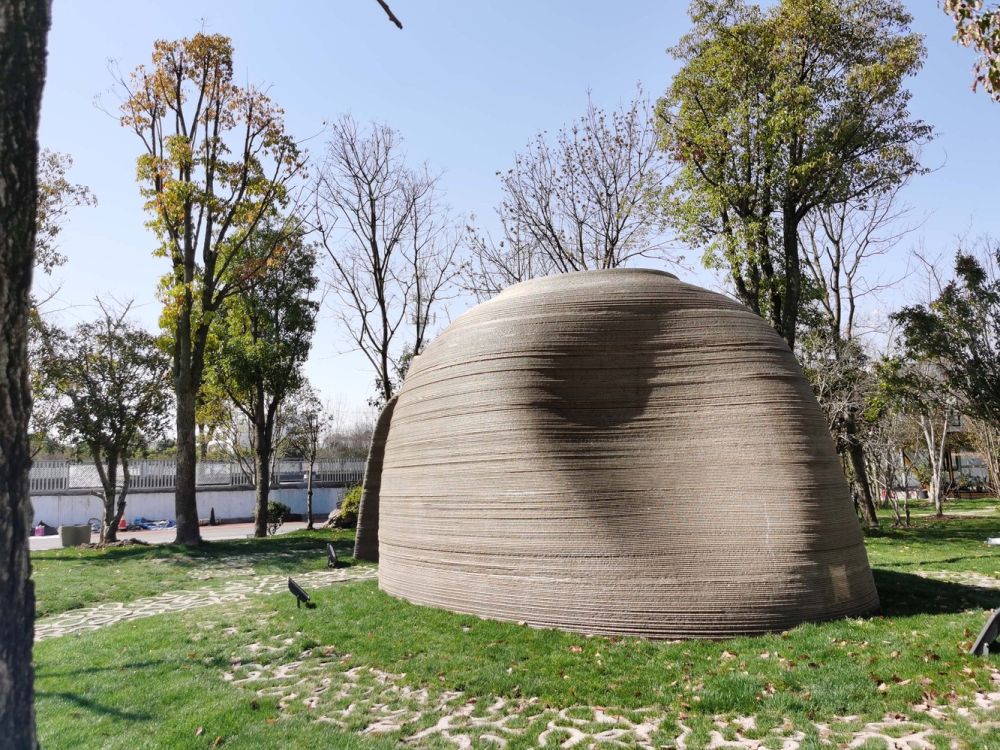 A Robot 3D Printed Concrete Book Cabin by Professor XU Weiguos Team back view