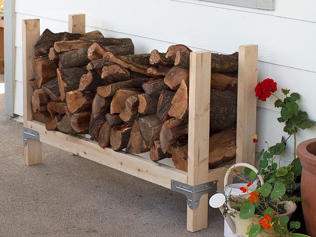 Indoor/Outdoor Tall Firewood Holder with Storage Rack