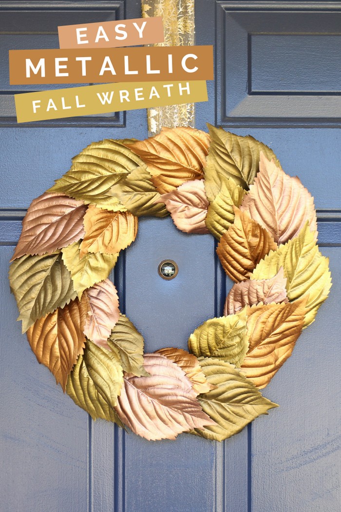 Metallic fall leaf wreath