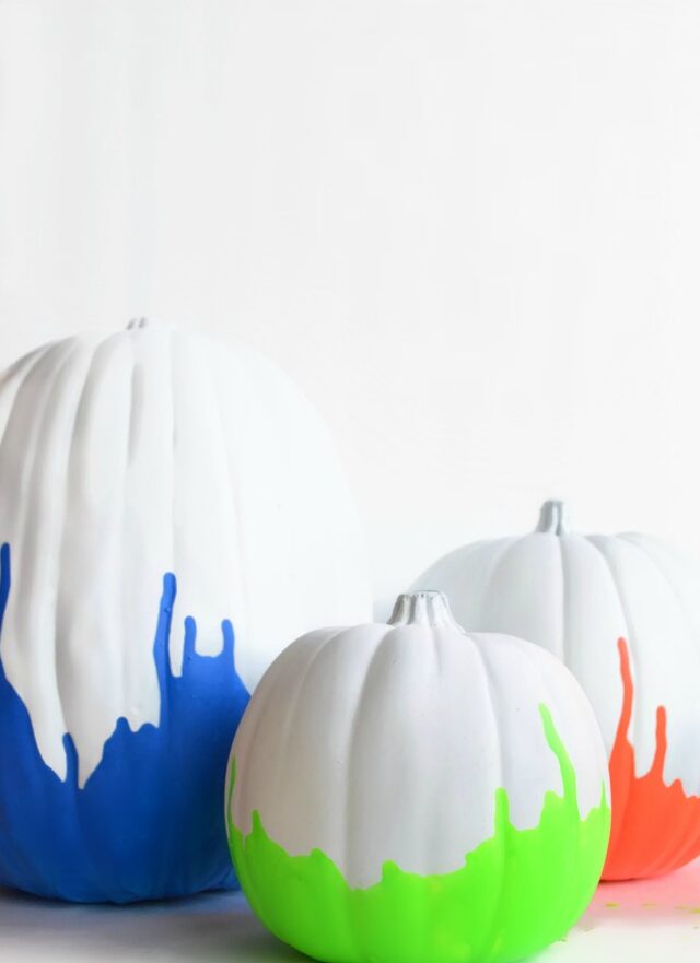 Neon Dipped Painted Pumpkins