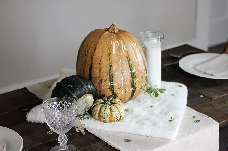 Centerpieces starring White Pumpkins