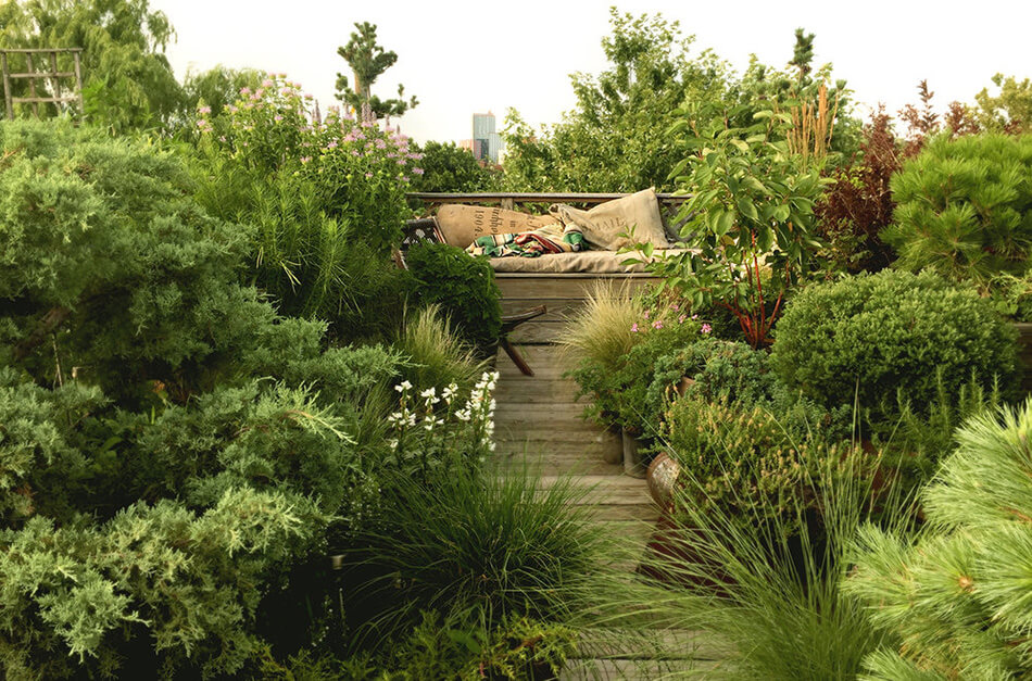 Garden by Brooklyn landscape firm Huntergreen vegetation