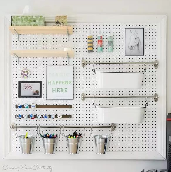 Pegboard craft room