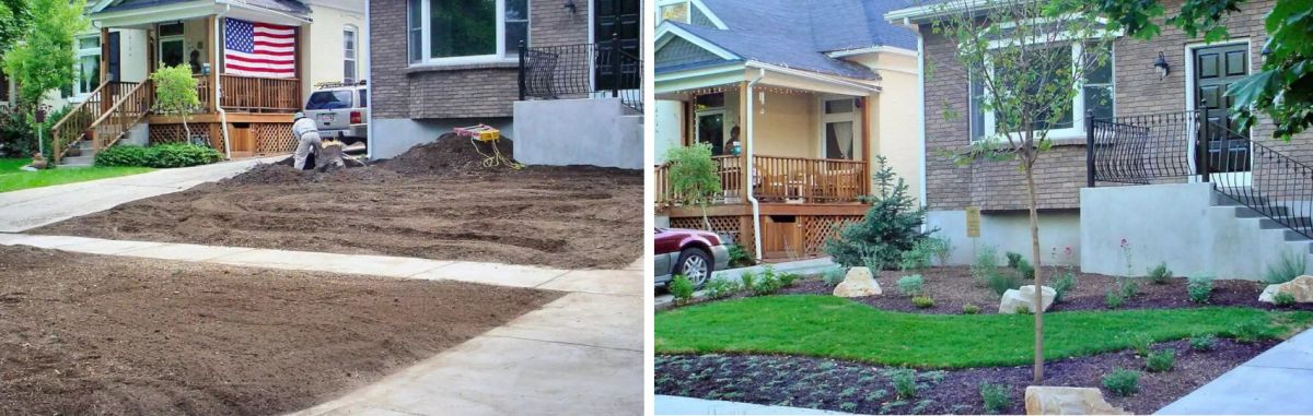 Before and after front yard patio