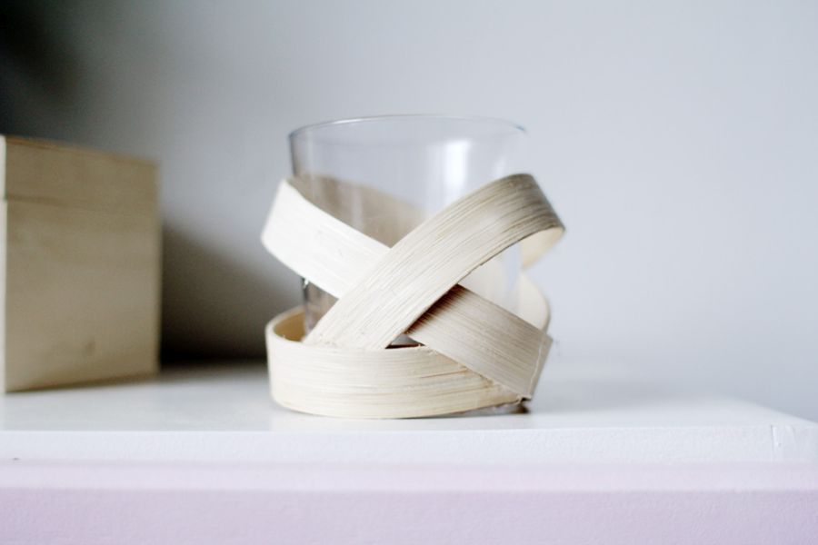 A chic wooden strip candle votive