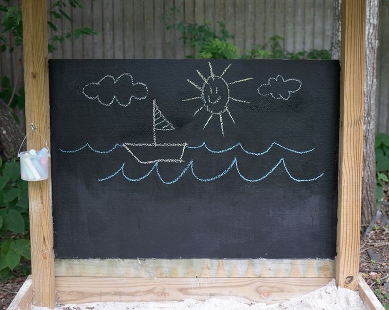 An outdoor chalkboard for the kids