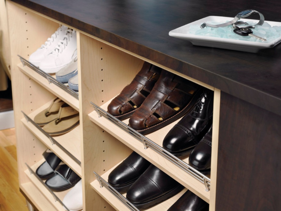 shoe shelf in closet