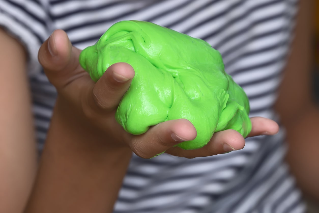 Playing with slime carefully