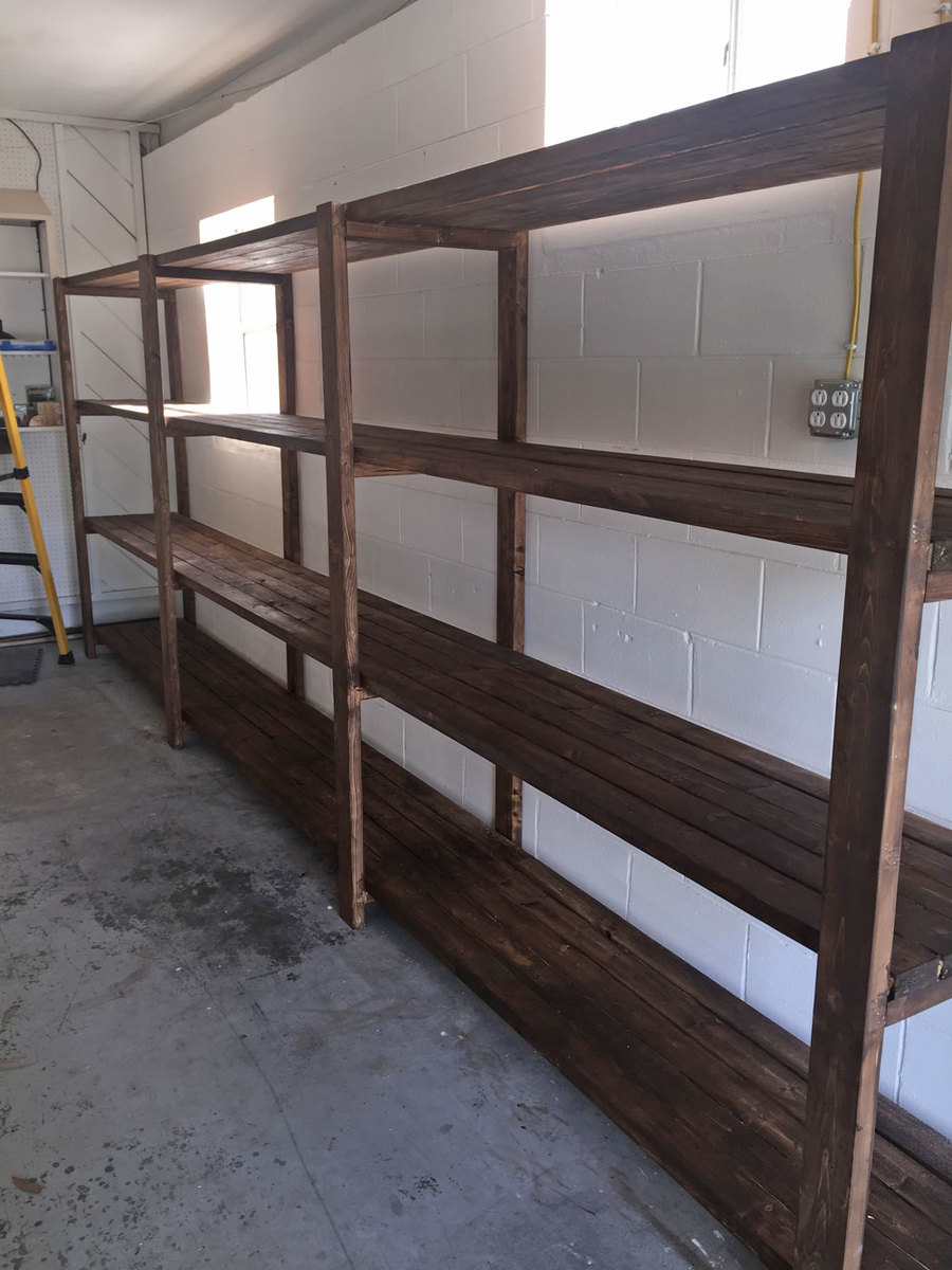 Diy garage shelving stained