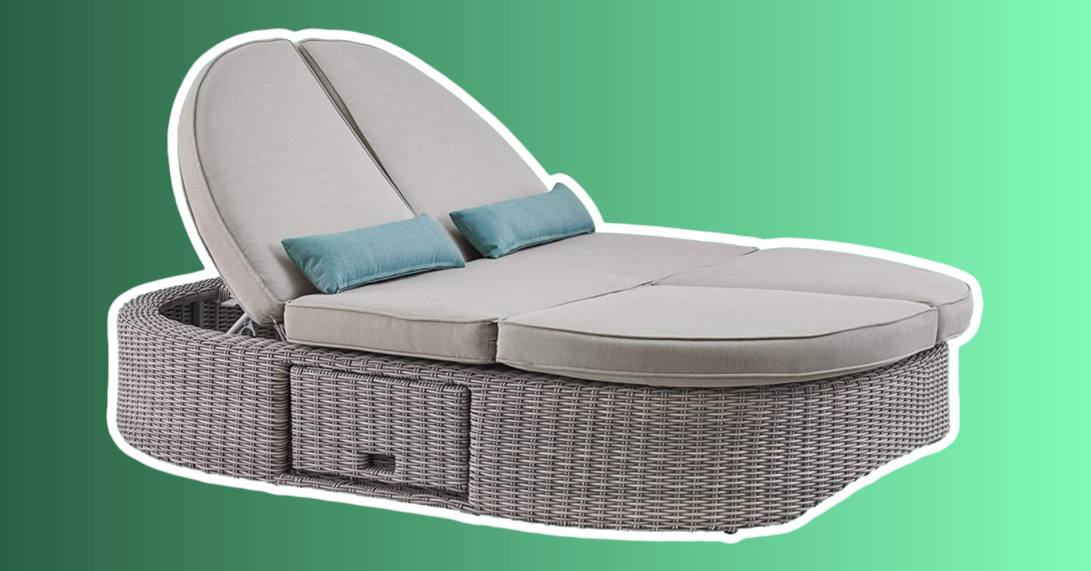 Greening outdoor daybed with outlet ottoman & cushions