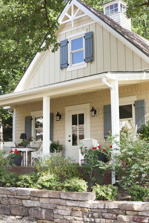 Yellow beige house siding