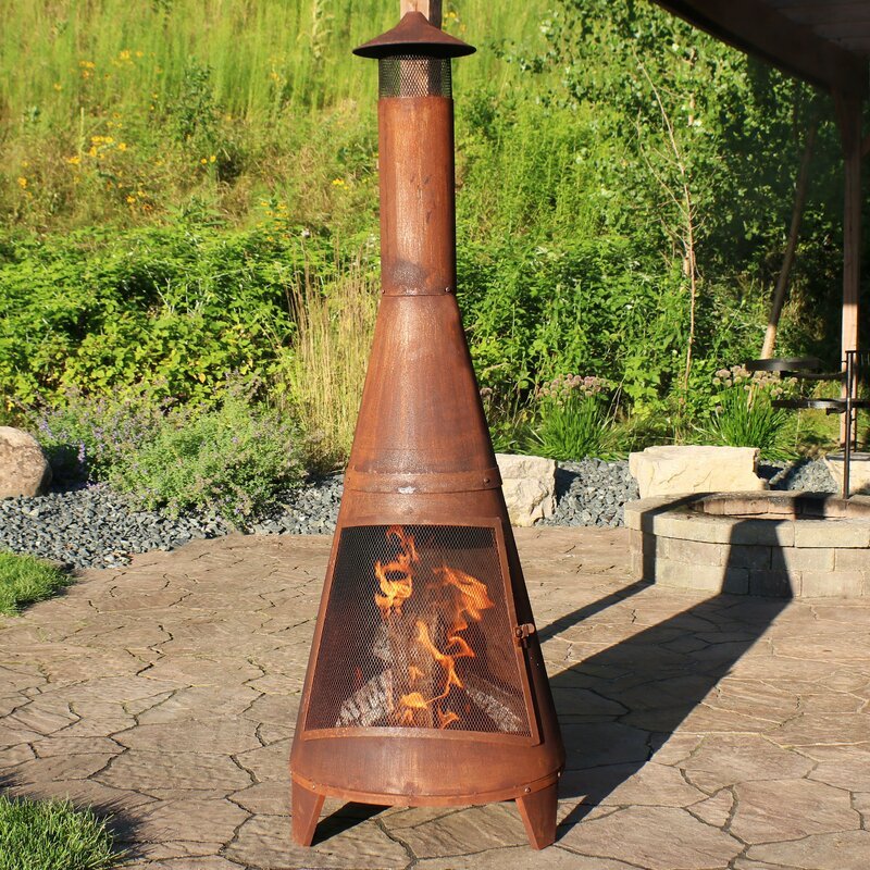 Bastoam户外后院钢木材燃烧Chiminea