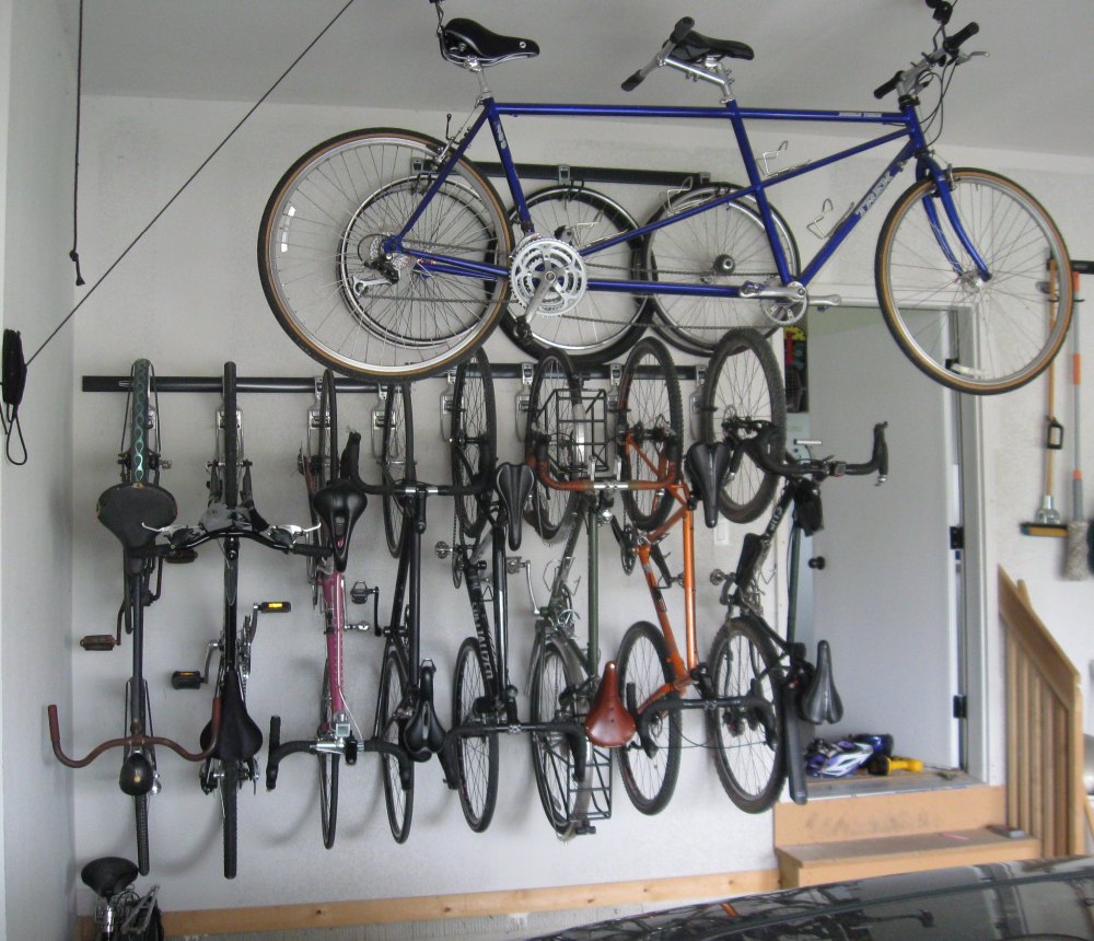 Hanging bike from online garage ceiling