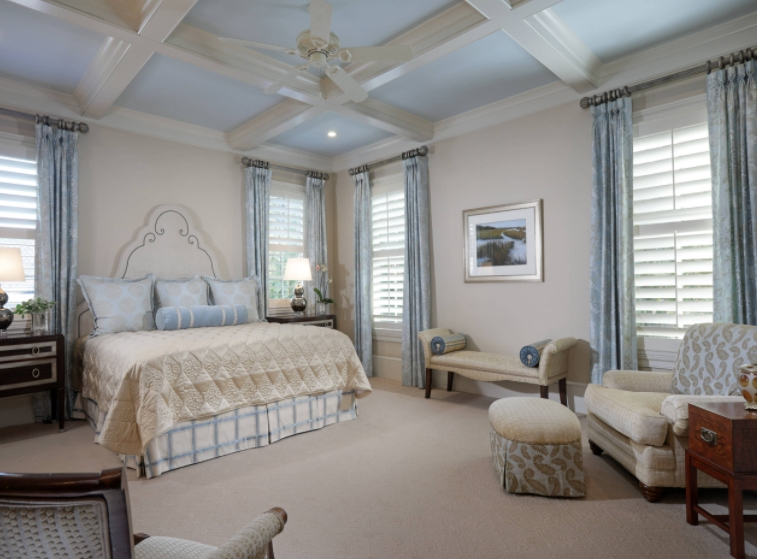 Traditional bedroom with carpet on the floor