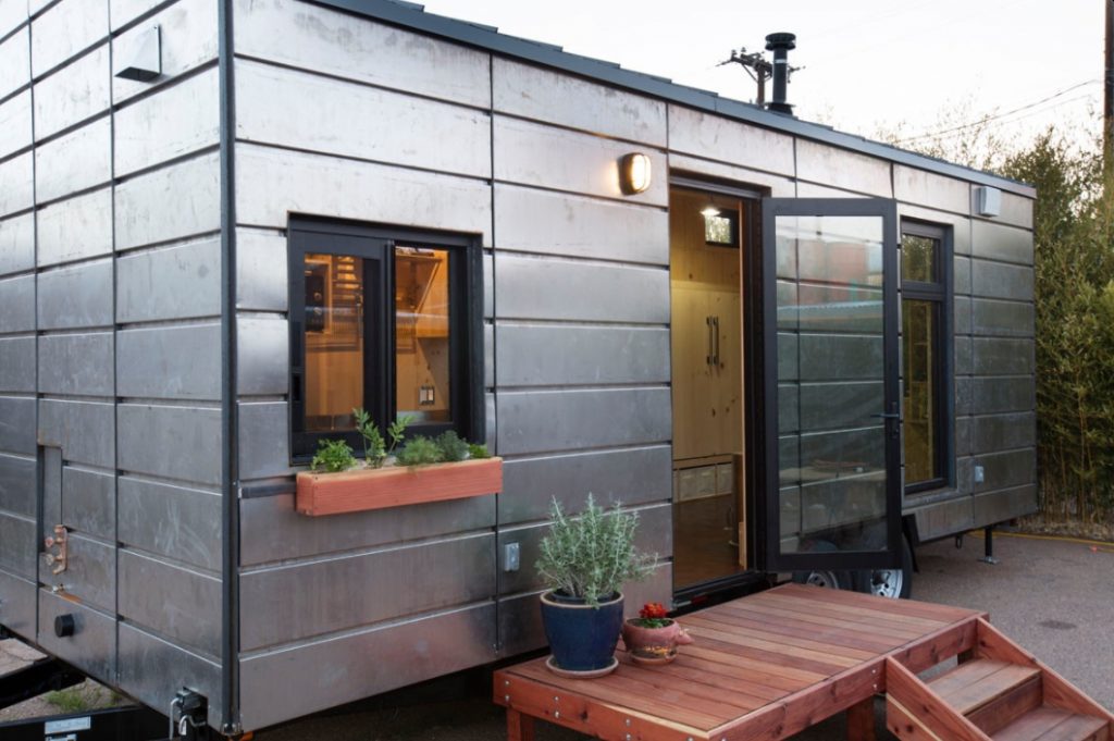 Steel tiny house on wheels 1024x681