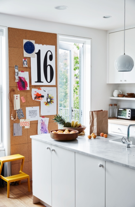 Modular wall kitchen cork board