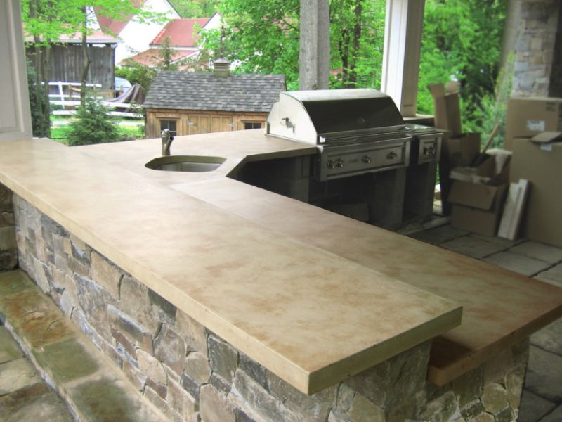 Outdoor Ligth Brown Concrete Kitchen Countertops