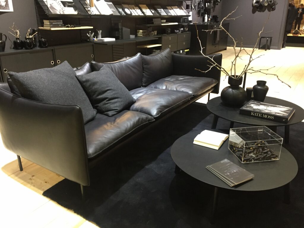 Black modern leather couch