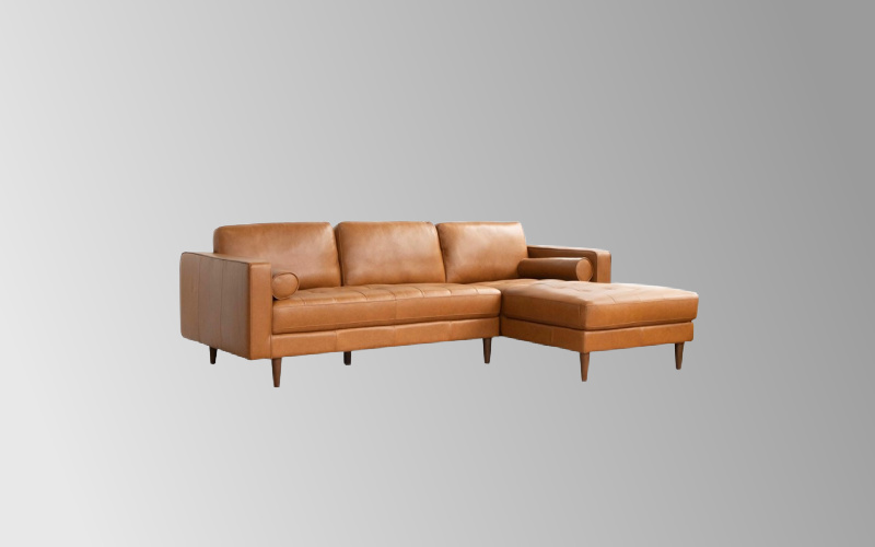 L-Shaped Chaise Lounge Leather Sectional Sofa