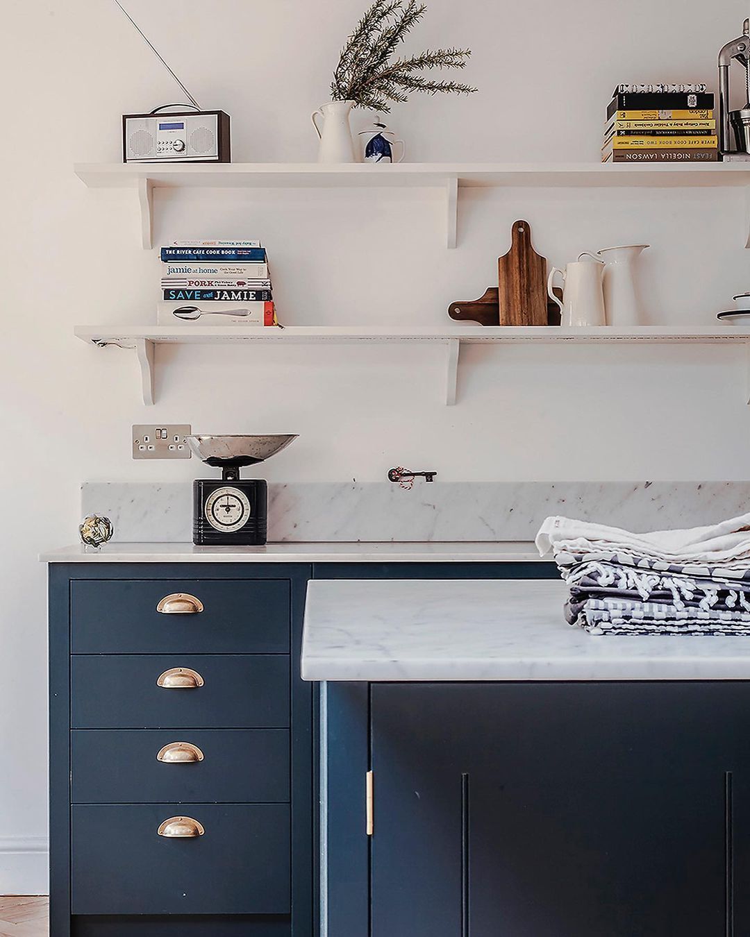 White Carrara marble countertops