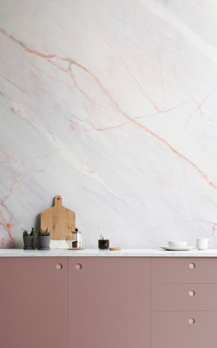 Pink marble accent wall