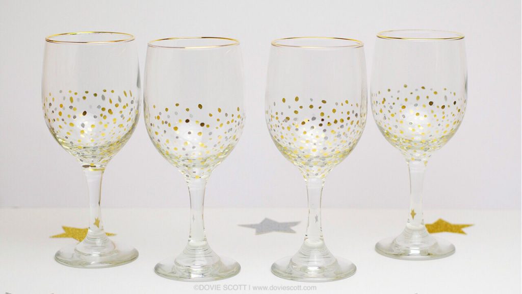 New Years Polka Dot Wine Glasses