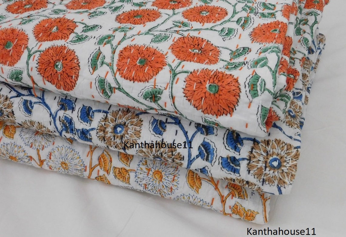 Kantha Floral Quilt