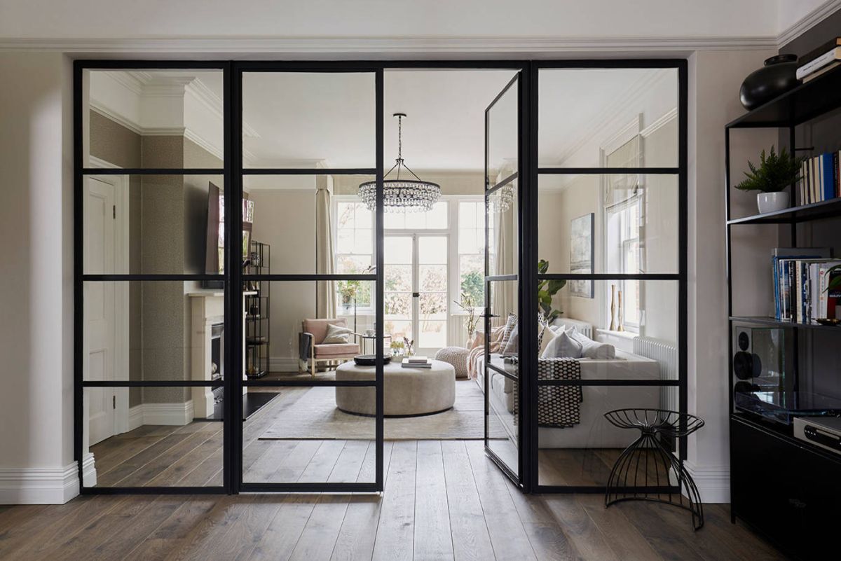 interior black french doors