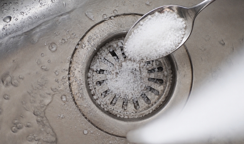 Pour salt over drain