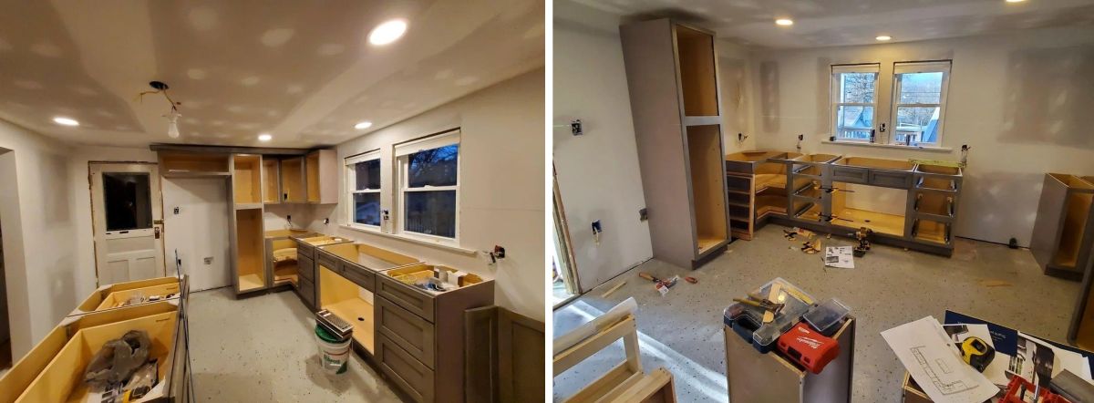 Cabinet Installation Spread Across More of the Room