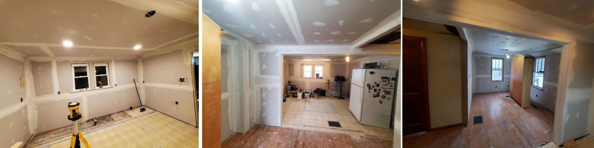 Drywall Replaced the Paneled Walls and Tile Ceiling
