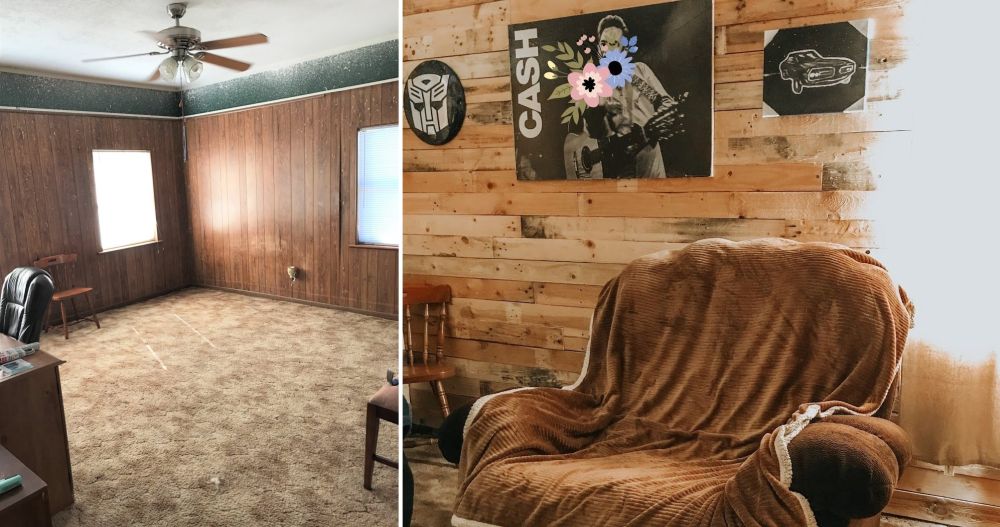 They Removed the Old Wood Paneling and Replaced It With Boards From 10 Pallets