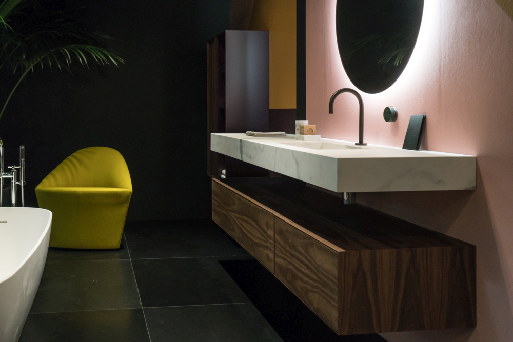 A Separate Basin Slab Leaves Two Gaps Around the Drawers