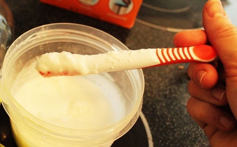 A spoon or spatula can spread
