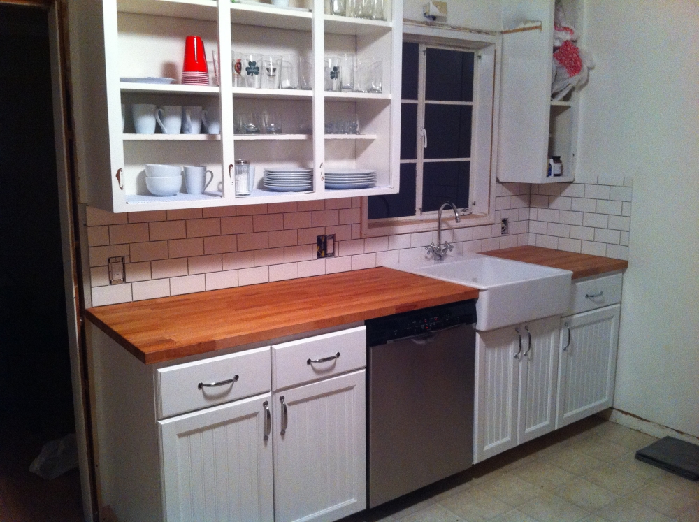 Beadboard cabinet fronts completed the sink wall