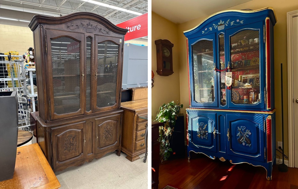 Before and after China hutch trasnformation
