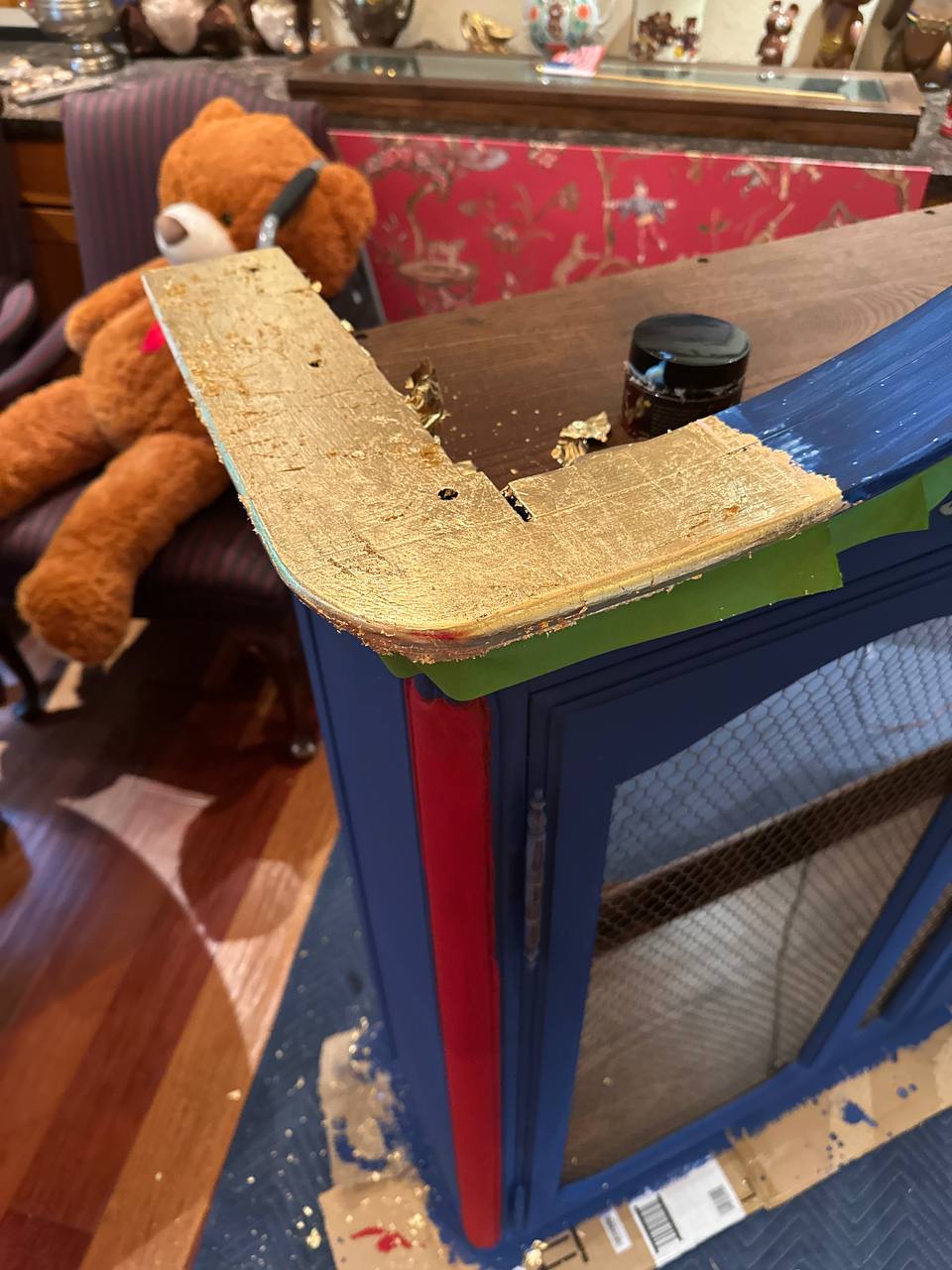 Blue Chalk Paint Covered the Frame While Red Marked the Corners