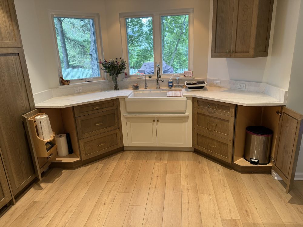Breakfast Nook Became a Sink Area With Garden Views
