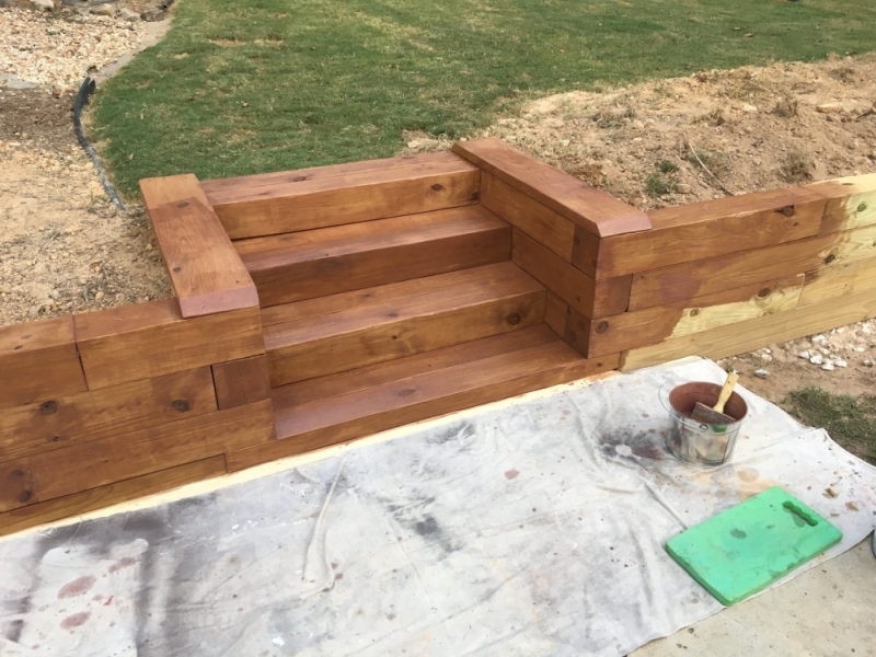 Brown Stain Covered the New Wood