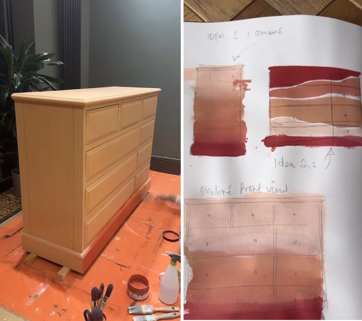 Brushstrokes on paper tested the sunset palette