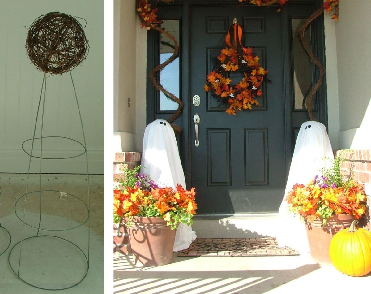 She Covered Spare Tomato Cages With Old Sheets, but Her Halloween Porch Comes to Life After Dark