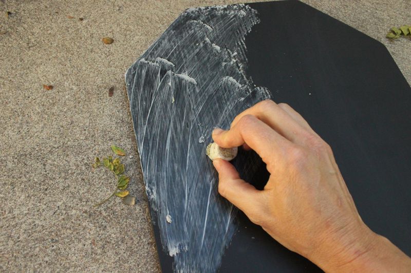 Chalk goes on before the first name