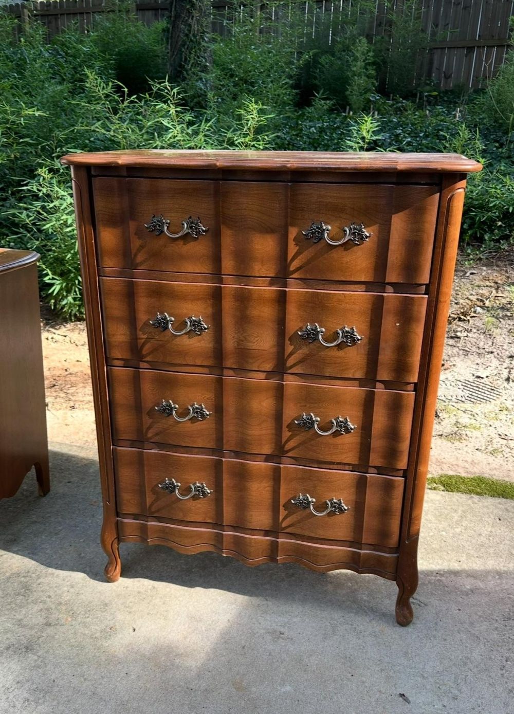 Dark Brown Varnish Covered Four Curved Drawers