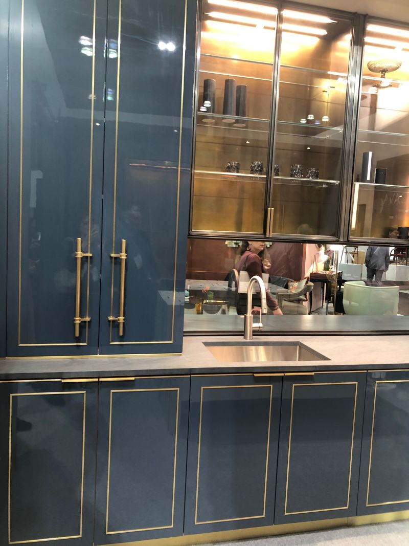 Dark blue cabinetry takes another approach
