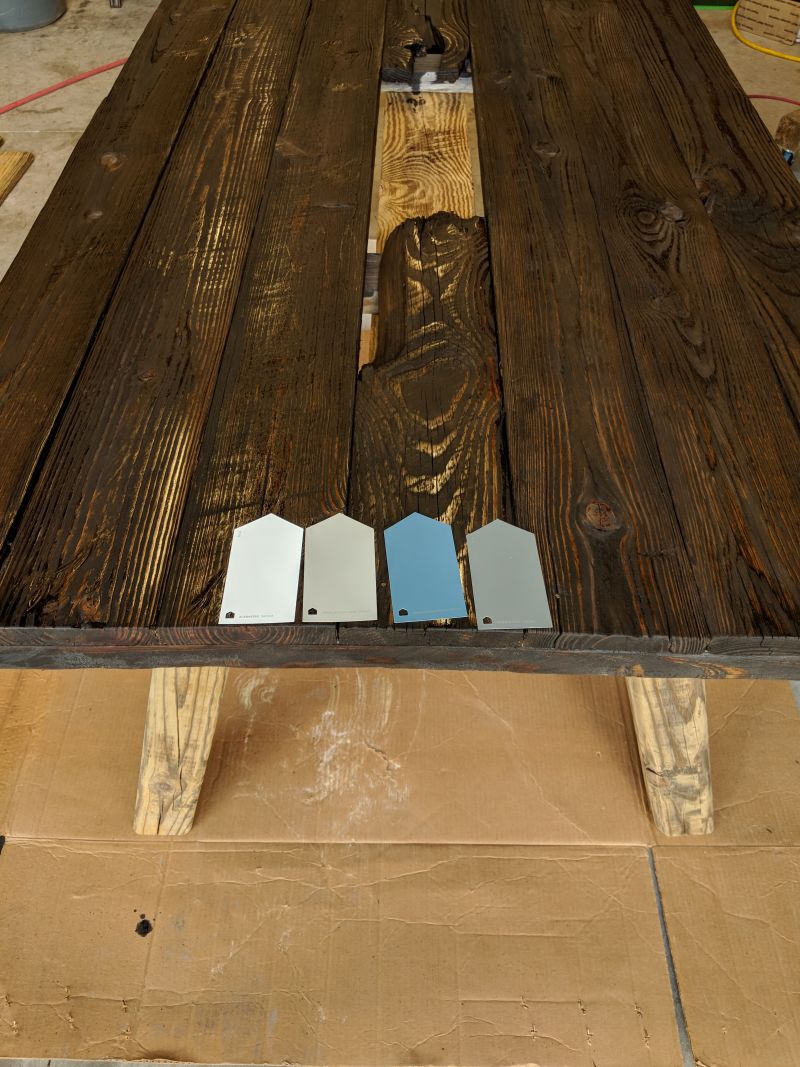 Dark stain changed the appearance of the reclaimed wood