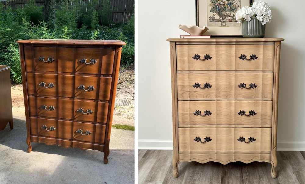 She Stripped the Dark Finish From a French Provincial Dresser and Revealed What Paint Would Have Hidden