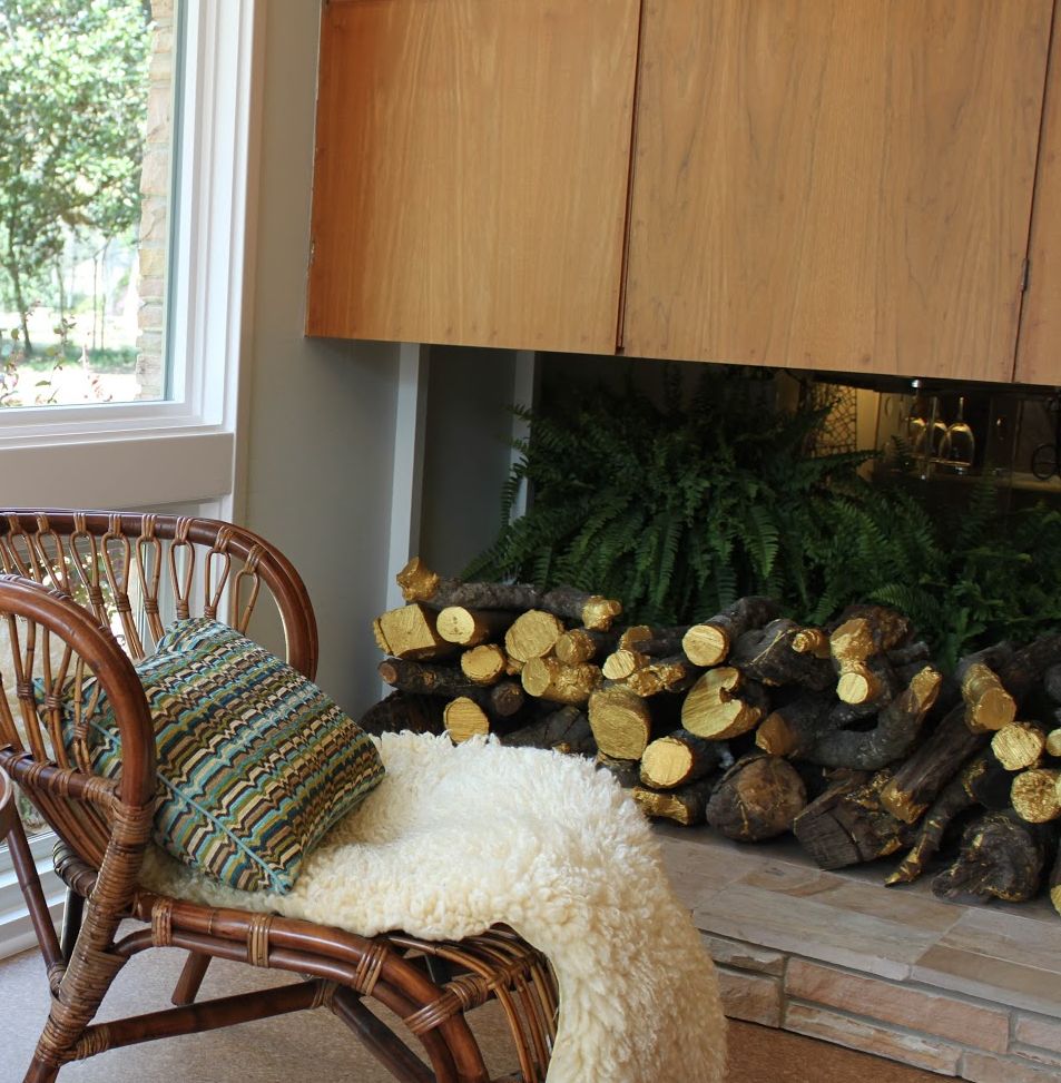 Gold-Dipped Firewood Filled the Empty Hearth